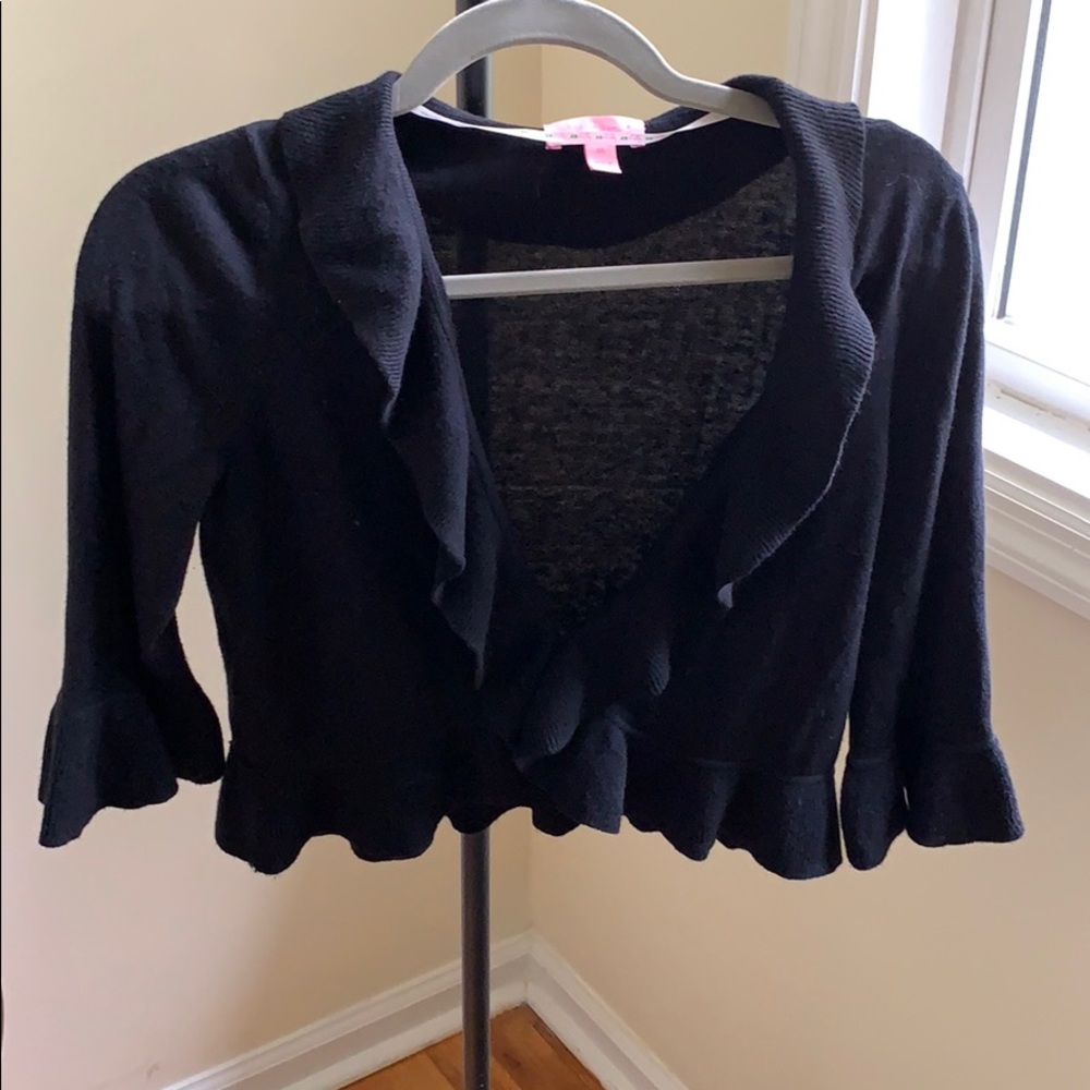 Lilly Pulitzer Ruffled Crop Cardigan; EUC size M